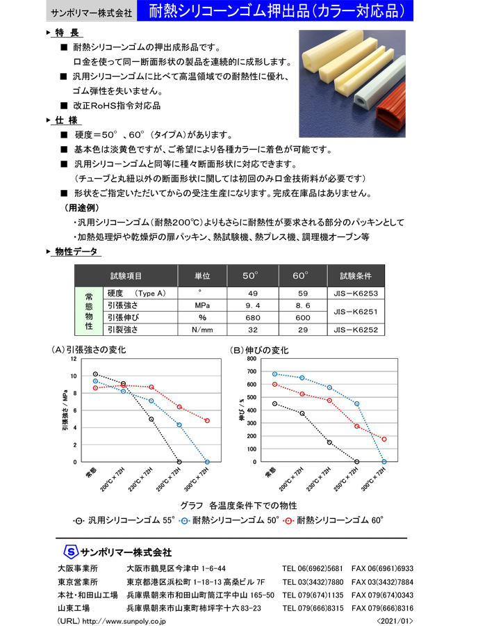 高耐熱シリコーンゴム押出品